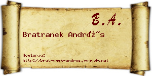 Bratranek András névjegykártya